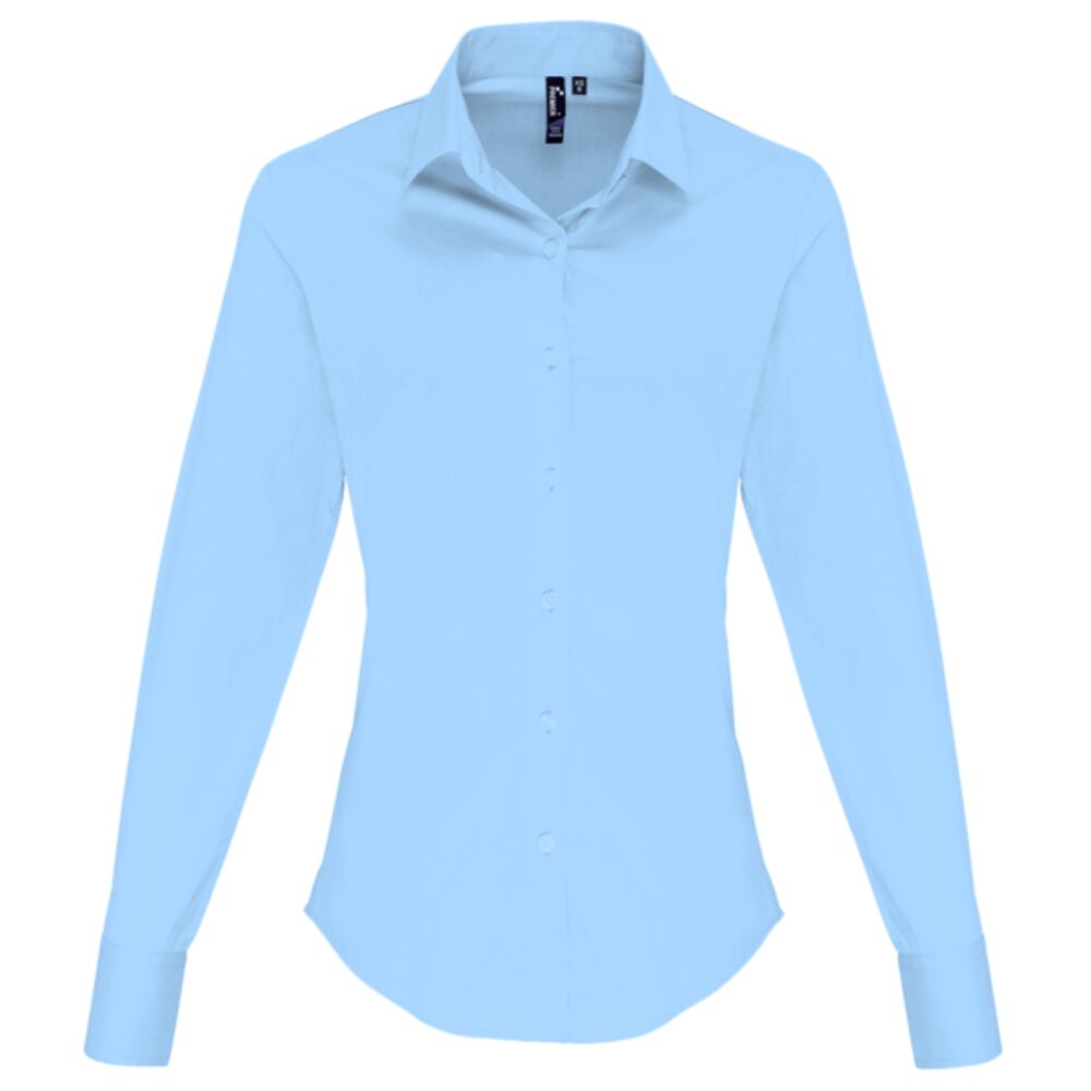 Premier Ladies Long Sleeve Stretch Fit Poplin Shirt Thumbnail